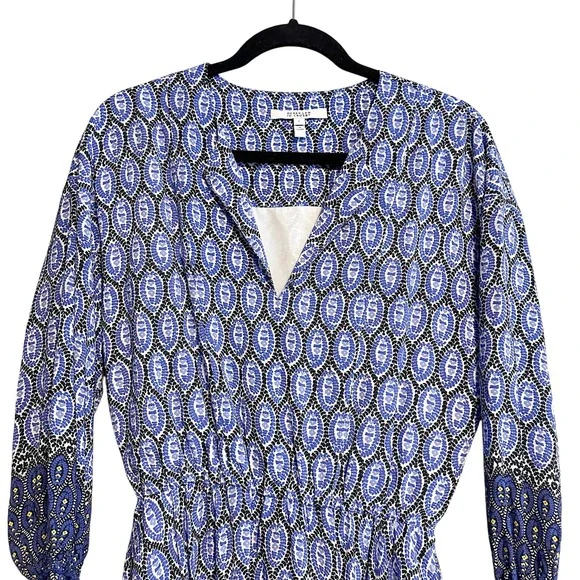 Derek Lam 10 Crosby Cassia Printed Tassel Hem Dress Boho Blue Size 6 - Picture 6 of 13